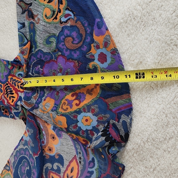 MSK Women Floral dress long bell sleeve detail XL blue orange so pretty! - Picture 10 of 10